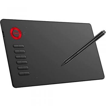 Tableta Gráfica Veikk A15 Roja con Área de Trabajo Grande (10 x 6 pulgadas) y Resolución de 5080 Lpi, Stylus sin Batería con 8192 Niveles