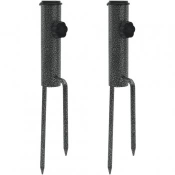 vidaXL Parasol Stands with Spikes 2 pcs 9x35 cm Galvanised Steel