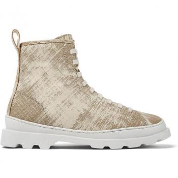 Botas Camper Brutus K400325 Olive 037 - Elegantes botines de mujer en color verde oliva con cordones y estilo único