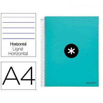 Cuaderno espiral Liderpapel A4 Micro Antartik Tapa Forrada 120h 100 gr Horizontal 5 banda4 Taladores Color Menta