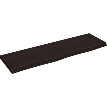 Estante de pared de madera de roble macizo tratado en color marrón oscuro, dimensiones 100 x 30 x (2-4) cm