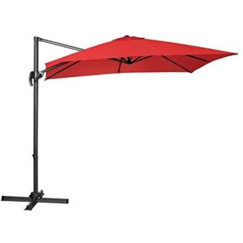 Sombrilla Colgante Giratoria Cuadrada Roja 250 x 250 cm
