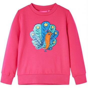 Sudadera Niños con Diseño Pavo Real de Lentejuelas Rosa Chillón 104