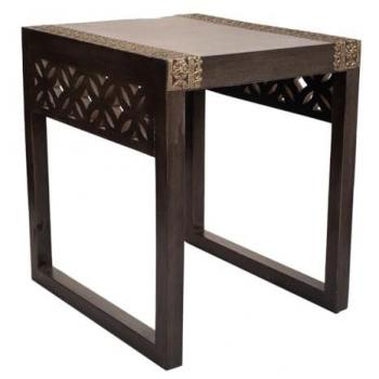 Mesa de madera y metal gris WANDERLUST DECO 35x40x43 h cm estilo Artesanal