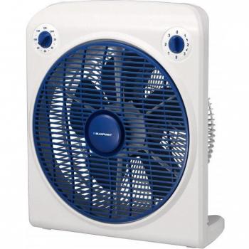 Blaupunkt Ventilador Box Fan 30cm 12 45W BP-2003 con Temporizador, Blanco/Azul, 5 Aspas, 3 Velocidades