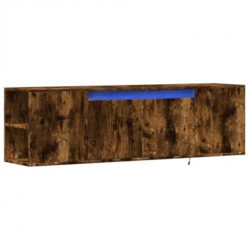 Mueble de TV de pared con luces LED en roble ahumado 135x31x39,5 cm