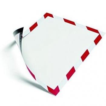 Durable 4944132 Marco informativo Duraframe Security , A4, autoadhesivo con cierre magnético, 2 pcs, rojo/blanco