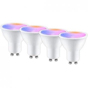 ANTELA Bombilla Inteligente GU10 Bombilla Wifi Compatible con Alexa y Google Home Luz Fría /Cálida 2700K-6500K, Bombilla RGB 16 Millones de Colores Regulable, 5W, 400LM, CRI 80, 4 PCS