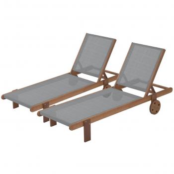 Tumbona en madera ex&oacute;tica Sa&iuml;gon Maple Gris Lote de 2