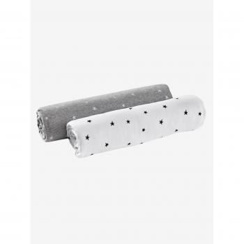 VERTBAUDETLote de 2 sábanas bajeras para bebé de Punto elástico Estampado estrellasGris Claro estampado70x140