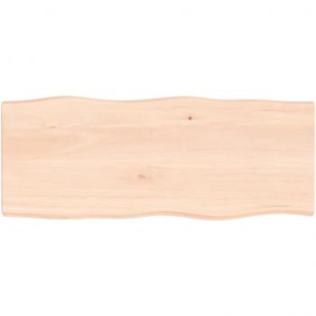 Tabla de mesa de madera maciza de roble sin tratar con bordes naturales, dimensiones 100x40x(2-4) cm, color marrón