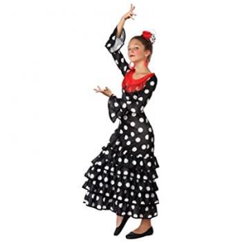 Disfraz de Flamenca Niña Infantil 5-6 Años - Color Negro, Marca Atosa