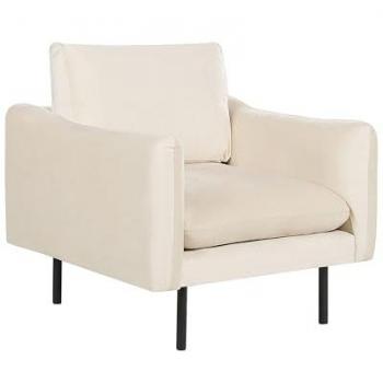 Sillón Moderno de Terciopelo Beige Claro con Patas Negras y Respaldo Acolchado Vinterbro