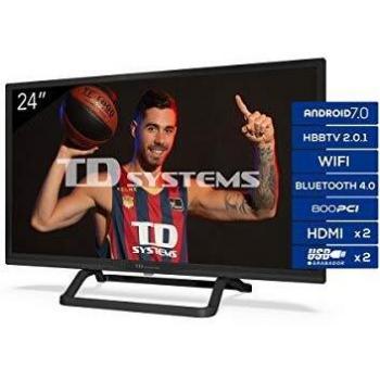 Td systems televisor smart tv android 70 y hbbtv 800 pci hz 2x hdmi 2x usb dvbt2cs2 modo hotel k24dlx11hs clase de eficiencia energetica a 24 pulgadas