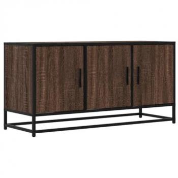 Mueble TV madera ingeniería y metal marrón roble 100x35x50 cm, soporte de TV, banco de TV, muebles para equipos de música, aparador de TV