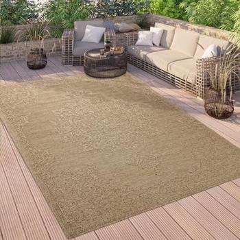 Alfombra Rectangular Beige 160x220 cm, Lavable en Lavadora, Alta y Baja Textura, In- y Outdoor, Diseño Vintage Oriental