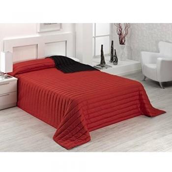 Colcha Bicolor Multiuso Tutto Sabanalia para Cama 105 - Primavera, Verano, Otoño (Varias Medidas y Colores) Rojo/Negro