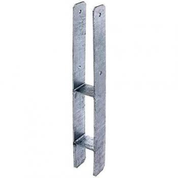 Soporte para Poste H de Acero Galvanizado, 71x300x600mm, para Incrustar en Hormigón
