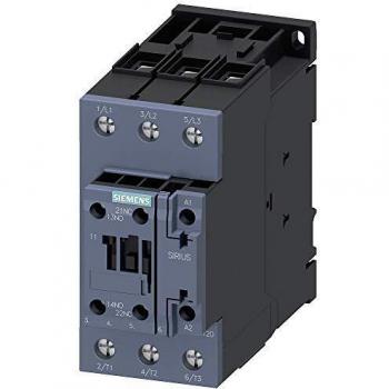 Contactor Siemens SIRIUS 3RT2035-1AP00, 3 polos, 3 NA, 40 A, bobina 230 V AC, potencia de 18.5 kW con contacto auxiliar