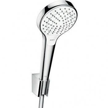 Hansgrohe 26421400 Croma Select S 110 Vario ducha de mano con soporte y flexo, 3 tipos de chorro, blanco/cromo