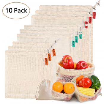 Bolsa de Producción Reutilizable, Ballery Bolsas de Malla Reutilizables, Bolsas de La Compra Reutilizables para Almacenamiento Fruta Verduras Juguetes Lavable y Transpirable 3 Diversos Tamaños