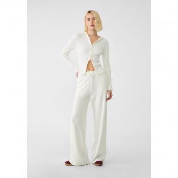 Ecru Relaxed Fit Knit Trousers XS