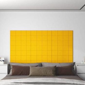 Paneles de pared 12 piezas Terciopelo Amarillo 60x15 cm 1,08 m²