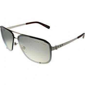 Ralph Lauren Men's 0RL7055 90306G 64 Sunglasses, Brushed Silver/Graysilvermirror