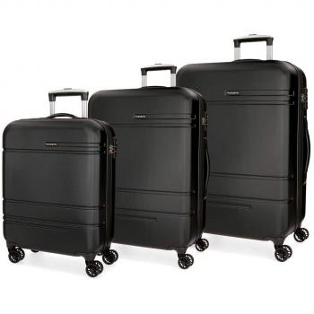 Movom Galaxy Juego de maletas Negro 55/69/79 cms Rígida ABS Cierre TSA 216L 4 Ruedas Dobles Equipaje de Mano