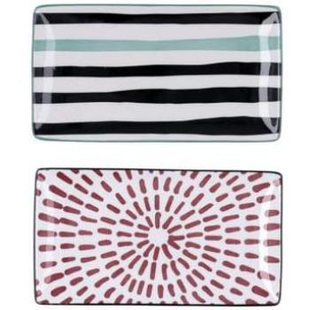 Bandeja de Aperitivos Bidasoa Zigzag Multicolor Cerámica Rectangular 20 x 11 cm 2 Unidades
