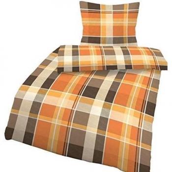IDO de cama de franela de 2 tlg fino de. De terracota de colour marrón de cuadros 17816-617 de funda de edredón y funda de edredón de 80 x 80 cm/200 x 135 cm