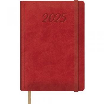 Agenda 2025 Día por Página 15 x 21 cm Samba Dohe Roja Castellano, Tapa Dura de Polipiel, Planificador en Español, 12 Meses Enero a Diciembre