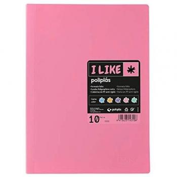Grafoplás 1431353. Carpeta de Fundas, Tamaño Folio, 10 Fundas Soldadas, Color Rosa, Poliplás I Like