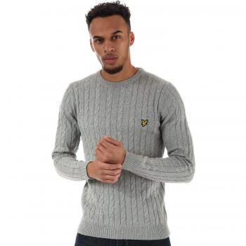 Lyle & Scott Men Knitted Pullover Cable, Größe:XL, Farbe:Light Grey Marl