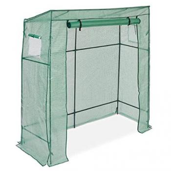 Invernadero Relaxdays para Tomates, Cubierta PE, 197x197x77 cm, Vivero con Techo Inclinado, Puerta Cremallera y 2 Ventanas, Color Verde