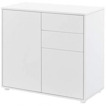Cómoda Multiusos Paarl con 2 Cajones y 2 Puertas, Aglomerado Blanco Mate, 74 x 79 x 36 cm