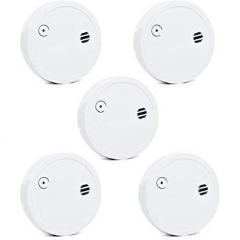 WIZMART- Lote de 5 detectores de humo Daaf EN-14604/CE, 5 años de autonomía