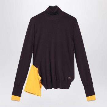 Fendi Women's Purple Wool Knit Turtleneck Sweater, Size M