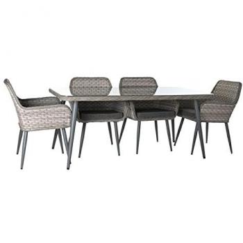 Juego de 3 mesas DKD Home Decor, Cristal y ratán sintético, Acero, dimensiones 166 x 92 x 72 cm, altura de las mesas 83 cm