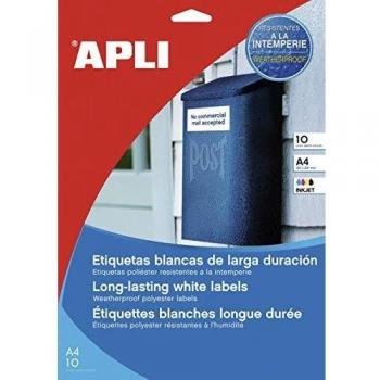 Apli Etiquetas Blancas Resistentes Intemperie 63.5 x 33.9mm 10 Hojas