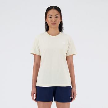 New Balance Women's Small Logo Sport Essentials Linen T-Shirt - Beige - Size S