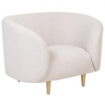 Sillón Retro Glam Beige de Poliéster con Patas Doradas