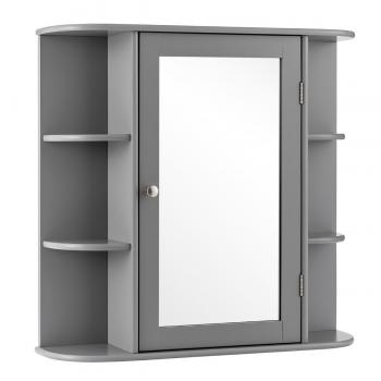 Armario del Baño con Espejo Montado a la Pared de Madera Gabinete Almacenamiento para Cuarto Salón Cocina 65 x 17 x 64 cm, Armario de Madera Colgado Montado a la