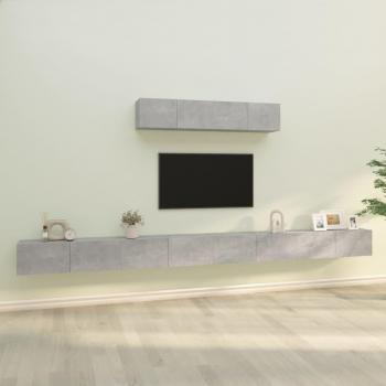 Set de muebles de TV 6 piezas madera contrachapada gris hormigón Vidaxl