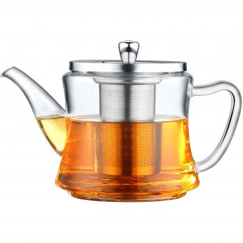 Tetera de vidrio de varios usos, aplicable para hacer té, hervir té, usada sobre horno electromagnético, horno de gas, horno cerámico eléctrico y horno de honda de luz. 1200ML …