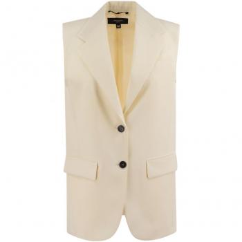 Weekend Max Mara Women's Ecru Stretch Wool Canvas Waistcoat - Size 40