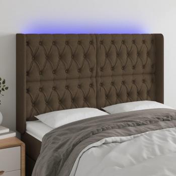 Cabecero LED Marrón Oscuro de Tela 147x16x118/128 cm