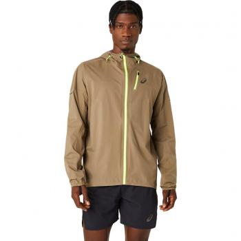 Asics Fujitrail Waterproof Jacket Hombre Beige Verde Flúor