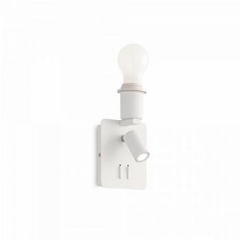 Lámpara de mesa Gea Metal Blanco con pantalla, 2 bombillas E27, altura 19,5 cm
