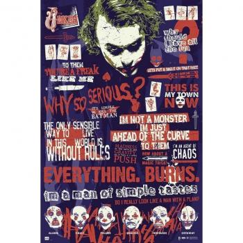 Póster Infográfico del Joker - DC Comics Batman The Dark Knight con Citas, Tamaño 91.5x61cm